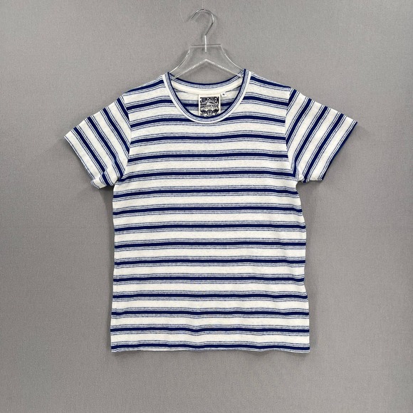 JUNGMAVEN EDDIE BAUER Jung T-shirt Mens Small Striped White Blue Short Sleeve - Picture 2 of 11